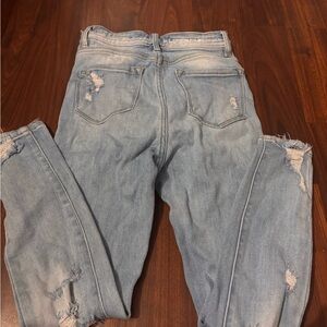 Trendy Light Blue Distressed Skinny Jeans